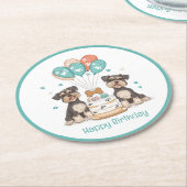 Dessous-de-verre Rond En Papier Joyeux Chiens Schnauzer (Incliné)