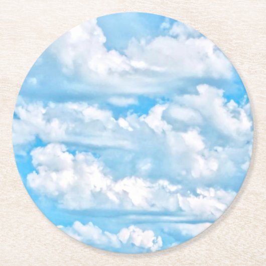 Dessous-de-verre Rond En Papier Joyeux Danse Nuages Soleil Décor (Devant)