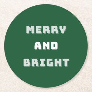 Dessous-de-verre Rond En Papier Joyeux et lumineux, Art de Noël vert, Vacances