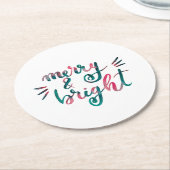 Dessous-de-verre Rond En Papier Joyeux et lumineux - vert et rose (Incliné)