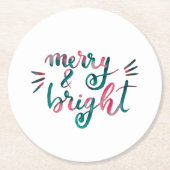Dessous-de-verre Rond En Papier Joyeux et lumineux - vert et rose (Devant)