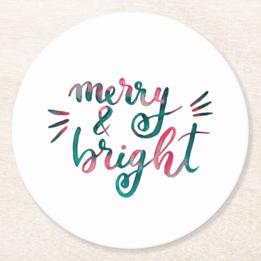 Dessous-de-verre Rond En Papier Joyeux et lumineux - vert et rose (Devant)