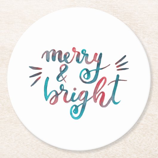 Dessous-de-verre Rond En Papier Joyeux et lumineux - vert et rouge (Devant)