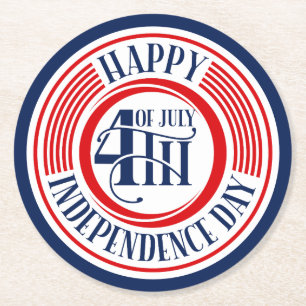 Dessous-de-verre Rond En Papier Joyeux Jour de l'Indépendance 4 juillet