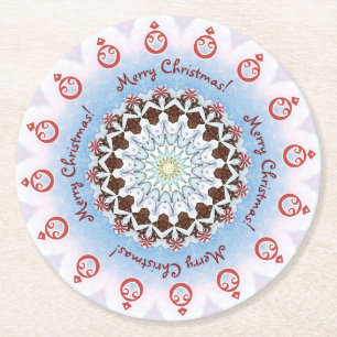Dessous-de-verre Rond En Papier Joyeux Kaleidoscope de Noël