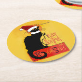 Dessous-de-verre Rond En Papier Joyeux Noël - Conversation Noir (Incliné)