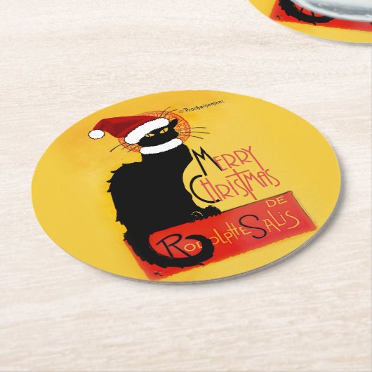 Dessous-de-verre Rond En Papier Joyeux Noël - Conversation Noir (Incliné)
