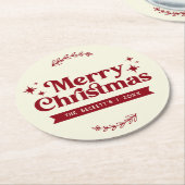 Dessous-de-verre Rond En Papier Joyeux Noël Retro Super (Incliné)