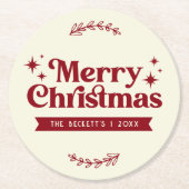 Dessous-de-verre Rond En Papier Joyeux Noël Retro Super (Devant)