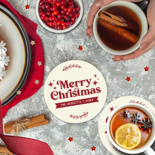 Dessous-de-verre Rond En Papier Joyeux Noël Retro Super