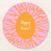 Dessous-de-verre Rond En Papier Joyeux OEuf d'orange de Pâques (Devant)