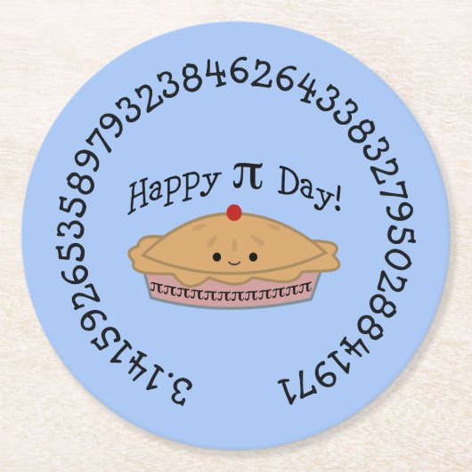 Dessous-de-verre Rond En Papier Joyeux Pi Day Pie (Devant)