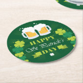 Dessous-de-verre Rond En Papier Joyeux St. Patricks Day Bière et Clovers (Incliné)