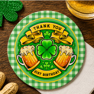 Dessous-de-verre Rond En Papier Joyeux St. Patrick's Day Trèfle 21e Anniversaire