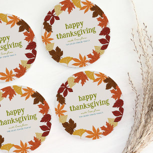 Dessous-de-verre Rond En Papier Joyeux Thanksgiving feuilles qui tombent