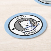 Dessous-de-verre Rond En Papier KiniArt Coffee Westie (Incliné)