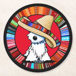 Dessous-de-verre Rond En Papier KiniArt Fiesta Westie