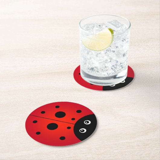 Dessous-de-verre Rond En Papier KiniArt Ladybug (En situation)