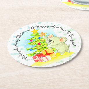 Dessous-de-verre Rond En Papier Koala avec Tree & Star Australian Christmas Party