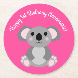 Dessous-de-verre Rond En Papier Koala Bear Cute Kid Anniversaire