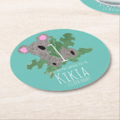 Dessous-de-verre Rond En Papier Koala Hand Drawn Bear 1er Anniversaire (Incliné)