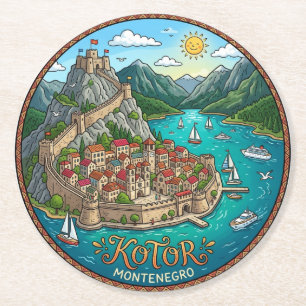 Dessous-de-verre Rond En Papier Kotor Monténégro
