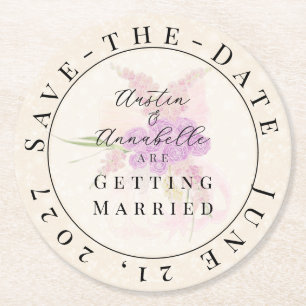 Dessous-de-verre Rond En Papier La Boca Golden Sheer Bow Bouquet Save-the-Date