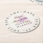 Dessous-de-verre Rond En Papier La Boca Golden Sheer Bow Bouquet Save-the-Date (Incliné)
