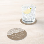Dessous-de-verre Rond En Papier La collection de Mariages Burlap & Lace<br><div class="desc">Célébrez dans le style avec ces dessous de verre mariages rustiques et très tendance. Le design est facile à personnaliser avec votre propre libellé et votre famille et vos amis seront ravis de voir ces dessous de verre fabuleux. Les éléments correspondants se trouvent dans la collection.</div>