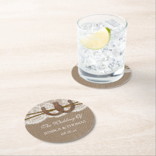 Dessous-de-verre Rond En Papier La collection Rustic Horseshoe Mariage