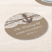 Dessous-de-verre Rond En Papier La collection Rustique de Mariages d'Ancres nautiq (Incliné)