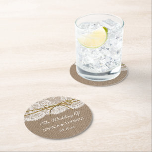 Dessous-de-verre Rond En Papier La collection Rustique de Mariages de Bow Twine