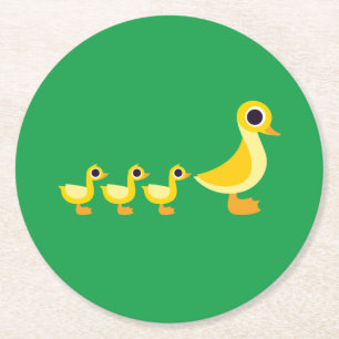 Dessous-de-verre Rond En Papier La famille de canard