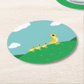 Dessous-de-verre Rond En Papier La famille de canard (Incliné)