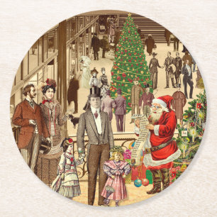 Dessous-de-verre Rond En Papier La longue liste du Père Noël
