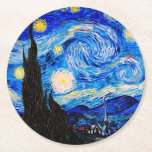 Dessous-de-verre Rond En Papier La nuit étoilée par Vincent Van Gogh<br><div class="desc">Vincent Van Gogh La Nuit Étoile. Il s'agit d'un ancien chef-d'oeuvre du peintre-maître néerlandais Vincent Van Gogh.Cette peinture de paysage d'art raffiné a une belle,  vibrante,  couleur saturée. Vincent Van Gogh était un peintre impressionniste de poste hollandais. Cette image est du domaine public</div>