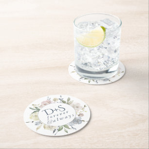Dessous-de-verre Rond En Papier Lac Misty Dusty Floral Toujours pour toujours Mo