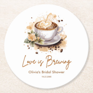 Dessous-de-verre Rond En Papier L'Amour est en train de faire Brune Café Baby Show