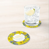 Dessous-de-verre Rond En Papier L'amour fleurit l'aquarelle jaune mariage de print (En situation)