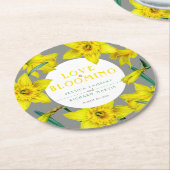 Dessous-de-verre Rond En Papier L'amour fleurit l'aquarelle jaune mariage de print (Incliné)