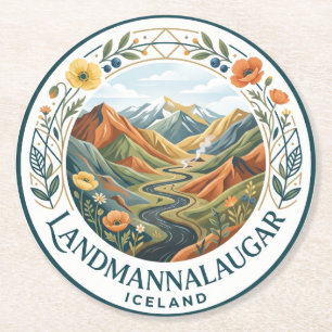 Dessous-de-verre Rond En Papier Landmannalaugar Islande
