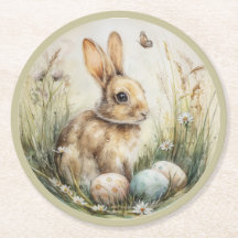 Lapin de Pâques à l'aquarelle, Art floral de prair