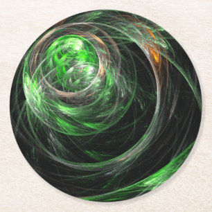 Dessous-de-verre Rond En Papier L'art Abstrait vert du monde entier