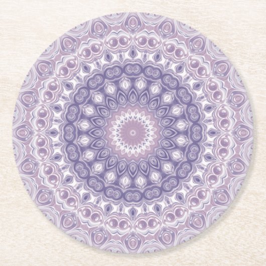 Dessous-de-verre Rond En Papier Lavande et Lilac Mandala Motif (Devant)