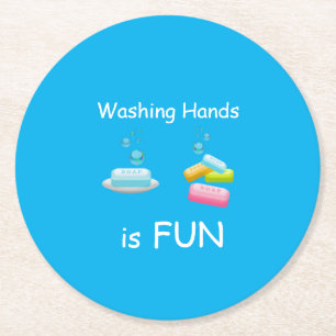 Dessous-de-verre Rond En Papier Laver les mains est amusant virus Germ sécurité en