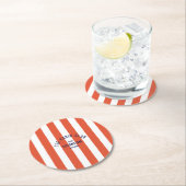 Dessous-de-verre Rond En Papier Le Club Cabine Custom Crest Red Park Stripe (En situation)