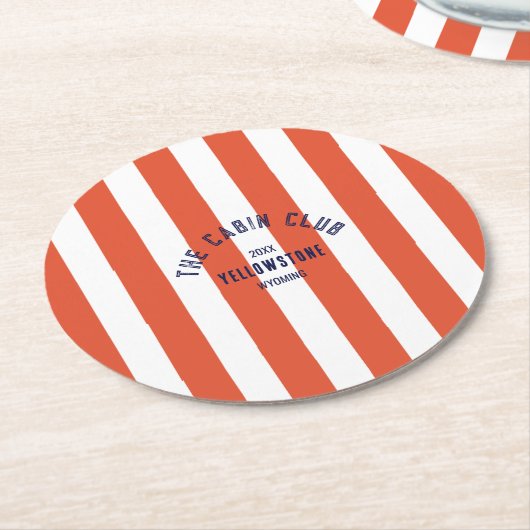 Dessous-de-verre Rond En Papier Le Club Cabine Custom Crest Red Park Stripe (Incliné)