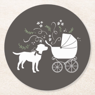 Dessous-de-verre Rond En Papier Le thème du chien du Labrador Baby shower Neutre 