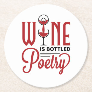Dessous-de-verre Rond En Papier Le vin est une poésie en bouteille