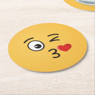 Dessous-de-verre Rond En Papier Le visage Jetant un baiser